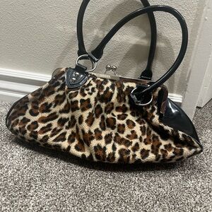 Lux De Ville Leopard Print Women's Bag with Black Accents